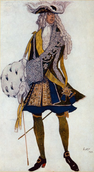 Kostümentwurf für den König, im Garten, aus Dornröschen von Leon Bakst